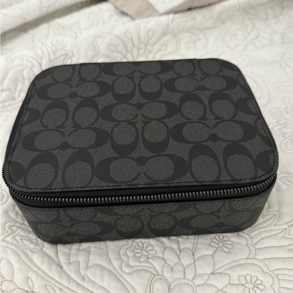 Coach Charcoal and Black Monogram Pouch